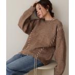 ニット セーター チョコチップ編み上げニットトップス レディース