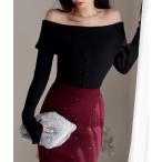 ニット セーター オフショルリブニットトップス レディース