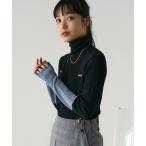 ニット セーター ウォッシャブル 袖切替 タートルニット レディース