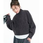 ショッピングニット ニット セーター 袖バルーンボトルネックニット レディース