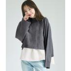 ニット セーター ハイネックニット 裾フレアブラウス 2点セット レディース