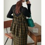 ワンピース 先染めチェックバックリボンレイヤード風キャミワンピース