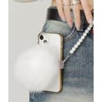 Cell phoneshoulder with fluffyfur/もこもこファー付き/パール スマホショルダー ストラップ
