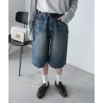 ジーンズ デニム デニムパンツ 「forksy.」ヴィンテージライクハーフデニムパンツ レディース