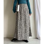 スカート レオパード/豹ヒョウ柄プリントフレアロングスカート