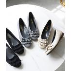 ショッピングラウンドトゥ バレエシューズ パンプス ラウンドトゥ ギャザーフリル バレエパンプス「日本製」