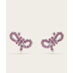 ピアス 「公式」「スワロフスキー」Lifelong Bow スタッドピアス リボン， ピンク， ロジウム・プレーティング レディース メンズ