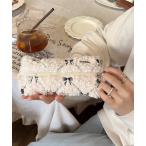 Liaa/もこもこ リボン柄 ポーチ ペンケース A18477