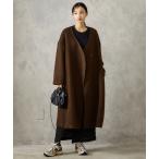 ノーカラーコート コート モヘアカットシャギーテントラインウールコート レディース