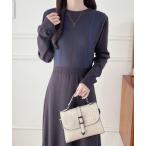 ワンピース 配色ジャガードAラインニットワンピース