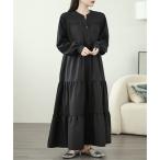 ショッピングマキシ丈ワンピース ワンピース ノーカラーマキシ丈ティアードワンピース