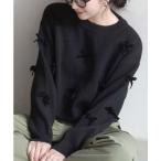 ニット セーター リボンニットプルオーバー レディース