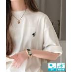 tシャツ 「接触冷感・UVカット・遮熱機能」カーゴポケット&リボン付きワンポイント胸刺繍ドロスト半袖トップス レディース
