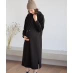 マタニティ 裏シャギーふわもちボンディングパーカーワンピース(マタニティ/授乳服)授乳楽々 妊婦服 産前・産後対応