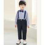 セットアップ キッズスーツ 長袖シャツ+パンツ+星柄サスペンダー+蝶ネクタイ 4点セット キッズ 子供服 男の子