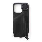 スマホケース ajew/エジュー/別注「ひも付き」iPhone15_15Pro_16_16Pro/BLACK