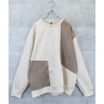 トレーナー スウェット faux suede switching design cutsew/スウェードタッチ 切り替えデザイン カットソー メンズ
