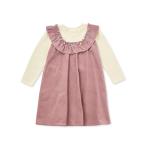 ワンピース ギャザーフリルリボンパールドッキングワンピース(80~130cm) キッズ