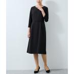 ワンピース 「360度ストレッチ」セットアップ対応パール付き9分丈ワンピース