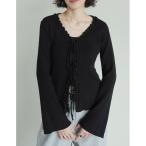 ショッピングリエディ カーディガン リボンフリルVネックカーディガン レディース