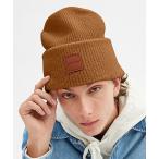 ショッピングビーニー ニット帽 ニットキャップ ニット ビーニー・レザー パッチ レディース メンズ