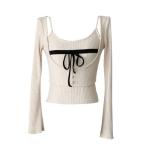 ショッピングレディ 夏 ニット セーター 「2点セット」Ribbon Knit Camisole Ensemble / リボンニットキャミソール セット アンサンブル レディ