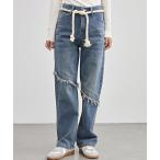  джинсы Denim Denim брюки трос ремень имеется высокий талия бахрома Denim брюки женский 