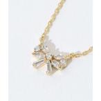 ネックレス ビジューリボンネックレス レディース