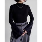 ニット セーター 袖フェザーフレアスリーブニットトップス レディース