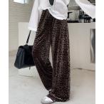 スウェットパンツ ジャージ ヒョウ柄ベロアパンツ/ベルベットワイドパンツ レディース