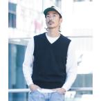 セーター ニット 「TETE SELECTION」「オンオフどちらのスタイルでも使える」スタンダードサイジングベーシックデザインコットンVネックニット