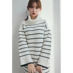 ワンピース Striped Turtleneck Mini Knit Dress