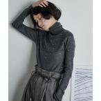 ニット セーター カラフルビジューウールブレンドハイネックリブニットトップス レディース