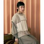 ベスト ジレ パッチワーク2wayニットベスト レディース