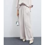 パンツ 「セットアップ対応」サテンワイドパンツ レディース