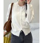 カーディガン プレート付きベーシックニットカラーカーディガン / plate basicn knit cardigan レディース