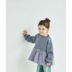 ショッピング裏起毛 トレーナー  裏起毛 花柄ジャガード ドッキング トレーナー キッズ 子供服 女の子