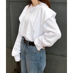 tシャツ 「ISOOK / アイスー」ラッフルショルダーロンT / ラッフルスリーブ フレアスリーブ プルオーバー ブラウス 長袖 春服 春トップス
