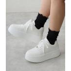 スニーカー 軽量厚底 プラットフォーム レースアップ コートスニーカー レディース