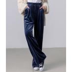 パンツ レディース ベロア調スリークイージーワイドパンツ レディース