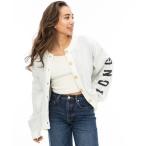 カーディガン BILLABONG レディース LOGO JACQUARD SWEATE/ビラボンビッグロゴ袖プリントニットカーディガン レディース