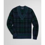 セーター ニット ブラッシュドウール ブラックウォッチ Vネックテニスセーター メンズ