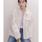 コート アウター リボンジャガード ツィードボンディング ジップジャケット レディース