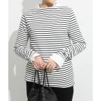 tシャツ ボーダー ボートネックロングTシャツ レディース