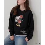 ショッピングマウス トレーナー スウェット 「Disney/ディズニー」Minnie Mouse/ミニーマウス裏毛ドロップショルダープリントスウェットプルオーバー レディ