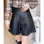パンツ フェイクレザーキュロットパンツ/A レディース