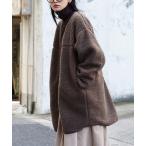 ノーカラーコート コート 「着ぶくれしにくいgoodなバランス」 Good-Balance ボアアウター「ハーフコート」 レディース