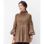 ニット セーター リブ　イン　コンフォート　お出かけにぴったり　プリーツドッキングニットブラウス レディース