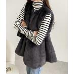 ベスト ジレ ペプラムファーベスト レディース