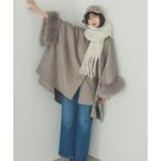 コート アウター ファー付きミドルケープコート レディース